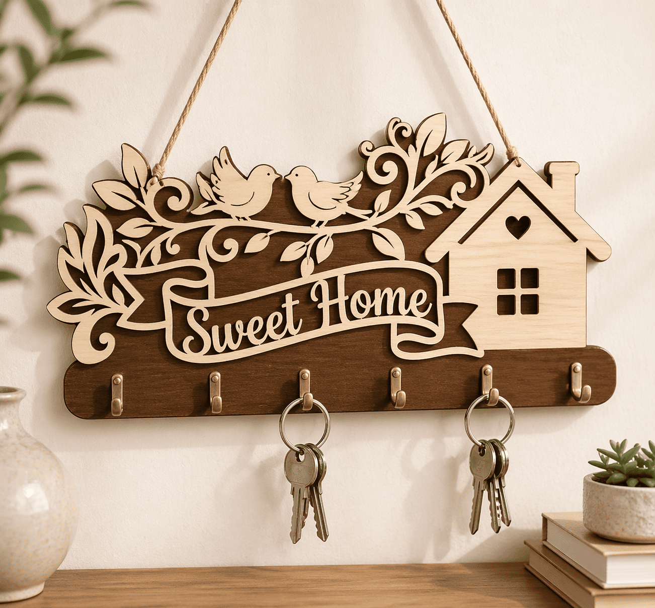 Porte-clés maison Fleur